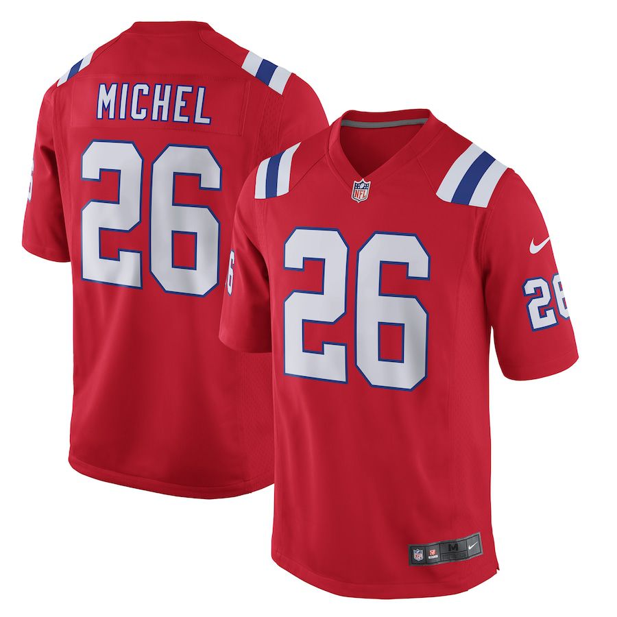 Men New England Patriots #26 Sony Michel Nike Red Alternate Game NFL Jersey
